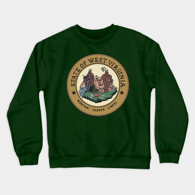 Cryptid State Seal of West Virginia Crewneck Sweatshirt by Ballyraven